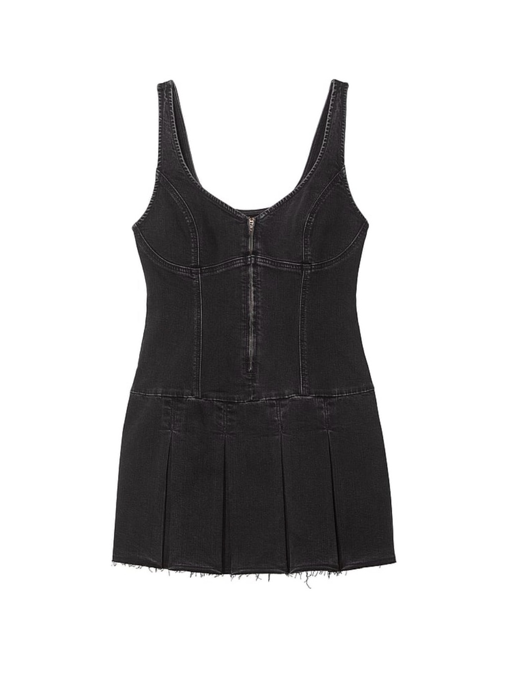 PINK Denim by PINK | Front-Zip Corset Dress
 Black Denim Mini Dress w/ Front Zip